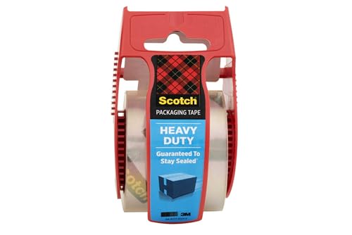 Scotch Heavy Duty Shipping Packaging Tape, 1.88'x 27.7 yd, Great for Packing, Shipping & Moving, Clear, 1 Dispensered Roll (142L)