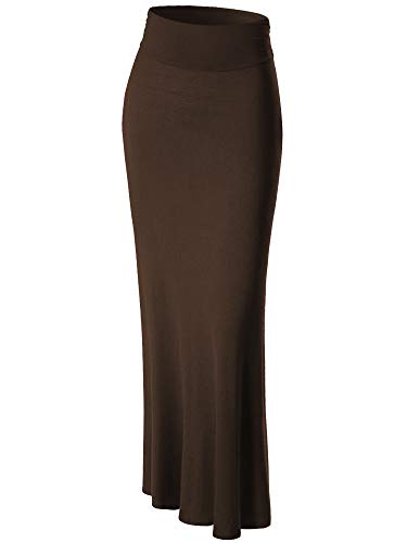 MBJ WB296 Womens Lightweight Floor Length Maxi Skirt M Brown