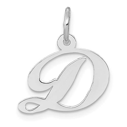 14K White Gold Small Dainty Letter D Initial Name Monogram Necklace Charm Pendant Only