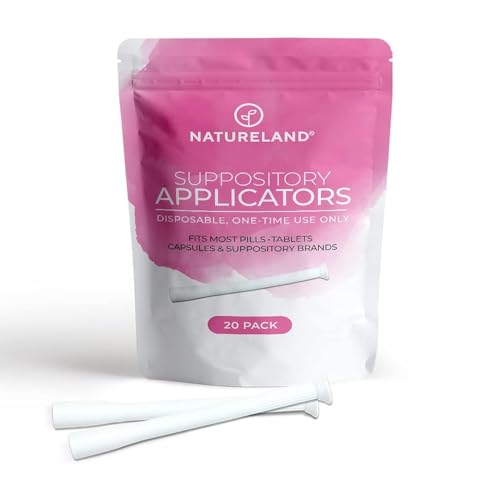 Natureland [20/40 Pack Vaginal Suppository Applicators for Women,Soft Tip Auxiliary Tool for Pills, Tablet Suppositories, Individually Wrapped (20 Count (Pack of 1), Large tip applicators)