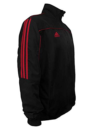 adidas Combat Sports 3-Stripes 100% Polyester Long Sleeve Light Track Jacket - Black Red - 152 (Youth Medium)