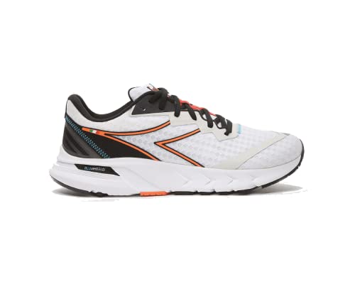 Diadora Mens Mythos Blushield Volo Lace up Trainer Running Shoes (White/Black/Vermillion Orange, US Footwear Size System, Adult, Men, Numeric, Medium, 11)