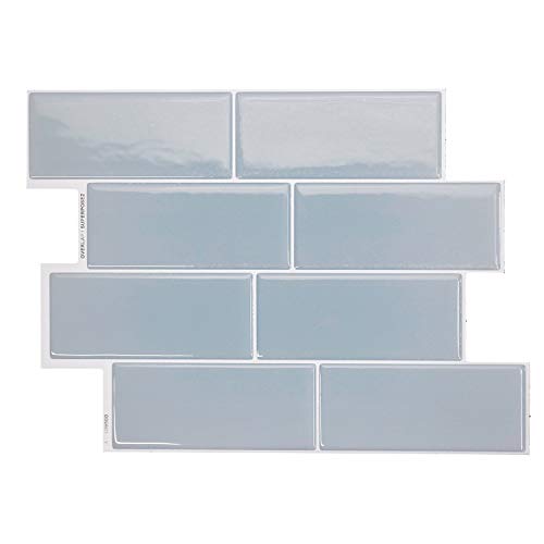 SMART TILES Peel and Stick Backsplash - 4 Sheets of 11.56' x 8.38' - 3D Adhesive Peel and Stick Tile Backsplash for Kitchen, Bathroom, Wall Tile