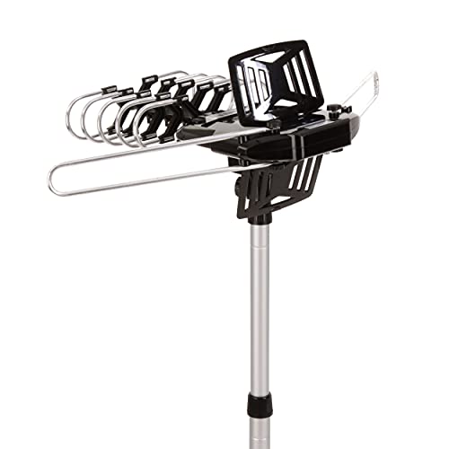 ONN HDTV Antenna Amplified Digital TV Antenna 150 Miles Range 360 Degree Rotation Motorized Antenna with Pole