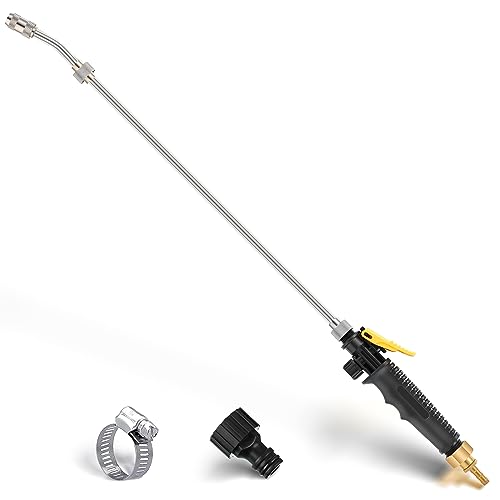 29 Inch Sprayer Wand, Adjustable Universal Sprayer Match 3/8'' Hose, Stainless Steel Replacement Sprayer Wand Built-in Shut off Valve with Hose Quick Connector and Hose Clamp (Straight,1 Pack)