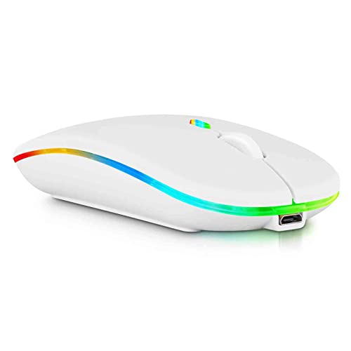 UrbanX Bluetooth Rechargeable Mouse for Samsung Galaxy Chromebook Laptop Bluetooth Wireless Mouse Designed for Laptop/PC/Mac/iPad pro/Computer/Tablet/Android RGB LED Pure White
