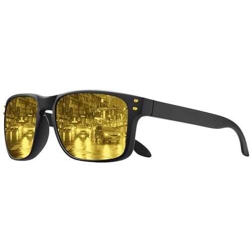 MEETSUN Polarized Sunglasses for Men Women Sports Driving Fishing Glasses UV400 Protection Black Frame-Night Vision Lens