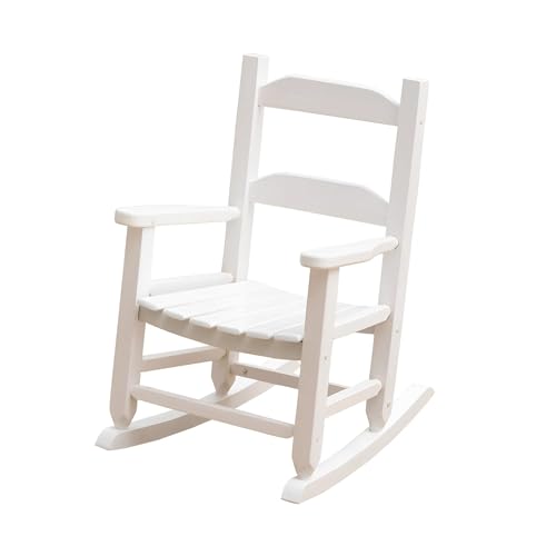 BplusZ Kid's Patio Rocking Chair, Small Indoor/Outdoor Rocker for Children Ages 3-6, Perfect for Porch, Balcony and Lawn, White