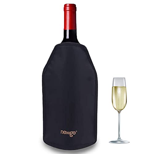NEWGO Wine Cooler Sleeve Reusable Wine Bottle Cooler Flexible Wine Ice Pack Sleeve Keep Wine Cool and Refreshing for Standard Size Bottles for Red Wine, White Wine & Champagne - Black