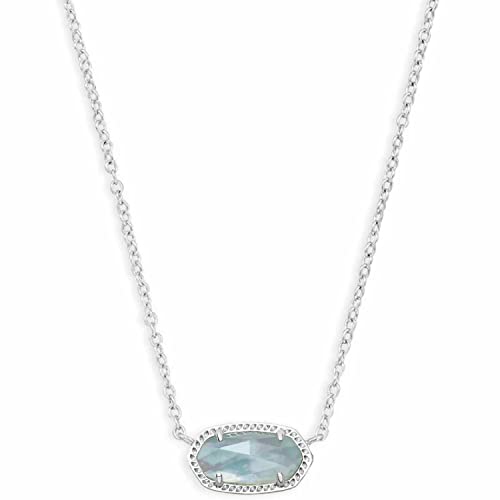 Kendra Scott Elisa Pendant Necklace for Women, Fashion Jewelry, Rhodium-Plated, Light Blue Illusion