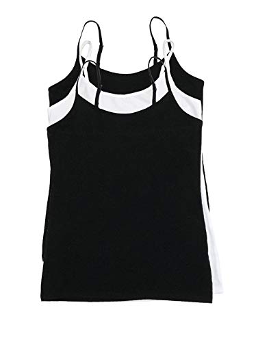 Felina Cotton Modal Women’s Cami - Adjustable, Seamless Cotton Tank Top for Women (3-Pack) (Large, Black White)