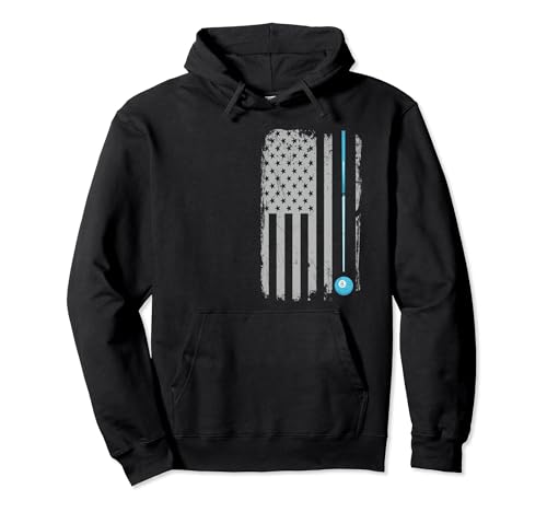 Pool Player Hoodie - Billiards 8 Ball Vintage American Flag