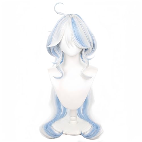 SKYBEAUTY Fontaine Furina Cosplay Wig for Genshin Impact Long Curly White Mixed Blue Hair Replacement Wig for Women Girls (Furina)
