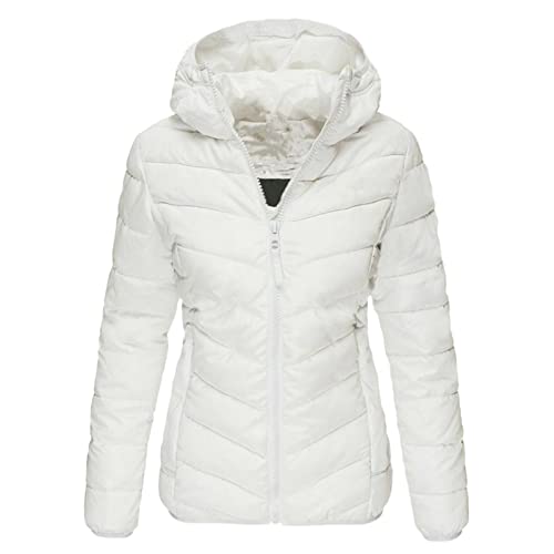 Women's Thickened Down Jacket Warm Jacket Quilted Puffy Short Down Coat Lightweight Jackets White