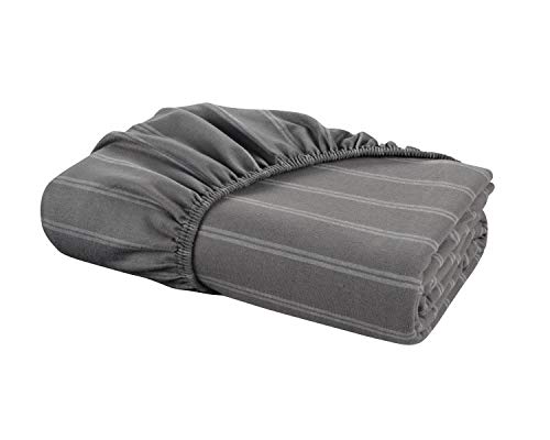 DELANNA Jersey Knit Fitted Sheet Soft Breathable T-Shirt Weave Bottom Sheet Only (GREY STRIPE, TWIN XL)