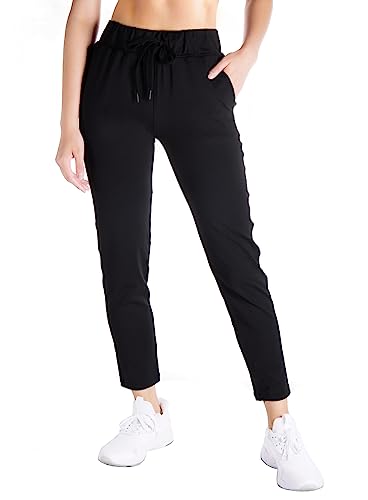 Yogipace Women's 7/8 On The Fly Pants Drawstring Casual Lounge Joggers Travel Sweatpants,Black,27',Size M
