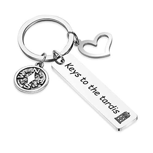 HELAN Dr Who Keychain Police Box Charm Keychain Keys to The Tardis Time Machine Keychain Tardis Gift Doctor Movie Dr Who Gift for Doctor Fans (Keys to tardis-KE1)