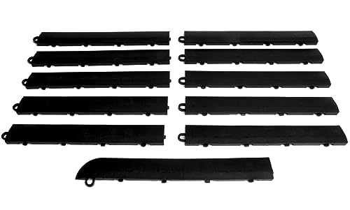 Big Floors Male Transition Edge Kit, Durable Interlocking Modular Garage Floor Edging, Compatible with RaceDeck, GarageTrac and GarageDeck Products, (11 Piece), Black