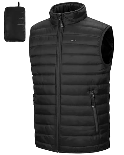 33,000ft Men's Lightweight Packable Insulated Puffer Vest Outerwear, Warm Winter Sleeveless Jacket for Golf Running