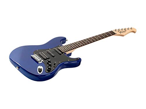 Monoprice Indo Series 6 String Basswood-Body Electric Guitar, Ambidextrous, Blue, (610374)