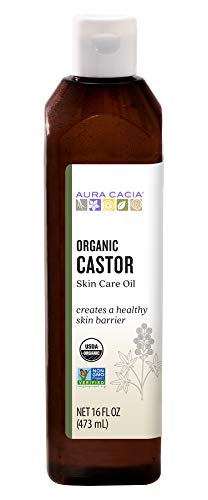Aura Cacia Organic Castor Oil, 16 fl. oz., Skin Care, Hair Care, Massage, Moisturizes Skin, Creates Healthy Skin Barrier