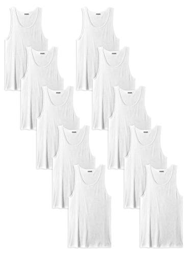 Andrew Scott Men's 10-Pack Color A Shirt Tank Top Undershirts (10 Pack- White, Large)