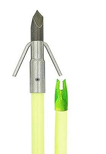 Muzzy Classic Chartreuse Fiberglass Bowfishing Fish Arrow with Nock Installed, Gar Point GREEN