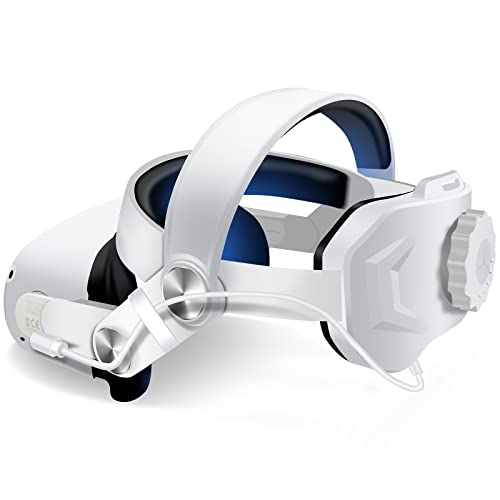 QWOS Head Strap with 5200mAh Battery for Oculus/Meta Quest 2 - Extend 4hrs Playtime - Adjustable Elite Strap for Enhanced Support and Comfort in VR Compatible with Quest 2 Accessories