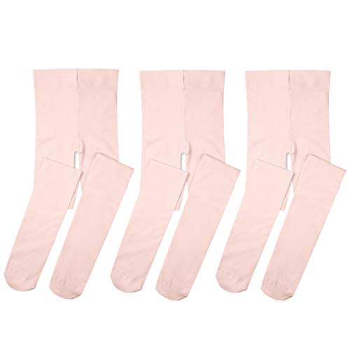Stelle Girls Ballet Dance Students School Footed Tight (Toddler/Little Kid/Big Kid) (3-pack-ballet Pink, 6-8 Years)