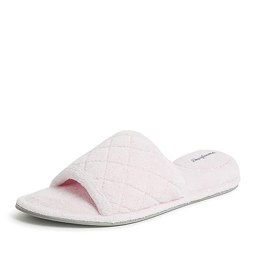 Dearfoams Women's Beatrice Terry Side Gore Slide Slipper, Fresh Pink, X-Large