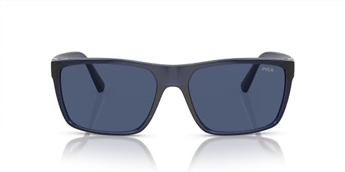 Polo Ralph Lauren PH4133 Sunglasses, Shiny Transparent Navy Blue/Dark Blue, 59 mm