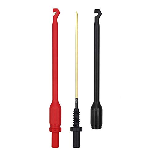 TKDMR Automotive Wire Piercing Probe - Wire Piercing Clip Puncture WireBack Probe Pins,Copper,Black and Red,Screw Thread,Use for 4mm Banana Extended Test Cable (2)