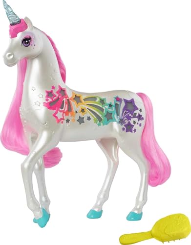 Barbie Dreamtopia Brush 'n Sparkle Unicorn with Lights and Sounds, White with Pink Mane and Tail, 3 to 7 Year Olds (Amazon Exclusive)