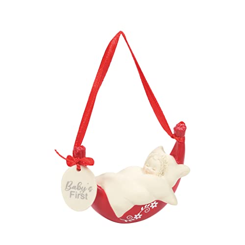 Department 56 Snowbabies Rock-a-Bye Baby's 1st Porcelain Christmas Hanging Ornament, 2.2 Inch, Multicolor