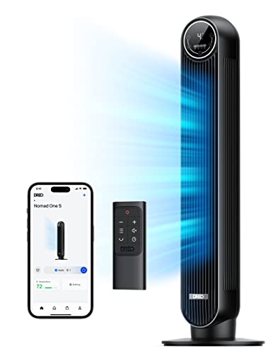 Dreo Tower Fan for Bedroom, Smart Oscillating Quiet Floor Fans, Standing Bladeless Fan with Remote and WiFi Voice Control, 4 Modes, 4 Speeds, 8H Timer, Works with Alexa/Google