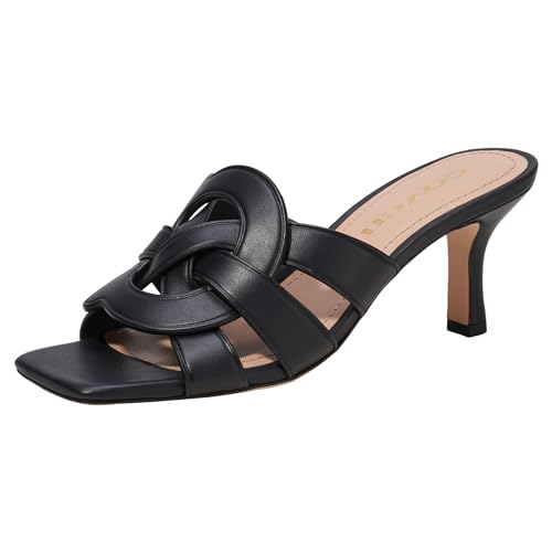 Coach Women's Tillie Leather Sandal Pump, Black, 8.5