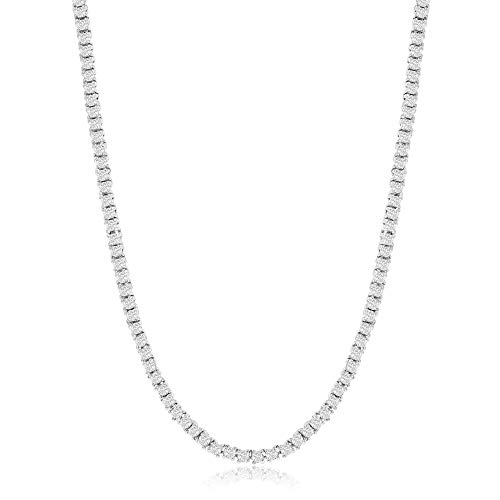 NYC Sterling Women's Magnificent 2mm Round Cubic Zirconia Tennis Necklace (Silver, 16)