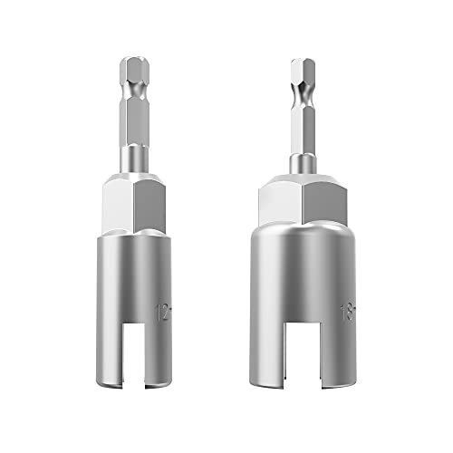 2 Pack 1/4' Hex Shank，Power Wing Nut Driver Set,Slot Wing Nuts Drill Bit Socket Wrenches Tools Set, Drills Bits for Panel Nuts Screws Eye C Hook Bolt (2 Pack 2 Size （12mm,18mm）)