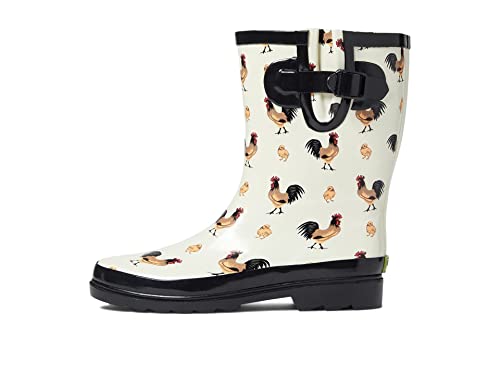 Western Chief Waterproof Mid Rain Boots for Women - 100% Natural Rubber Upper, Subtle Plaid Print, and Man-Made Outsole Chicken Roost 8 M