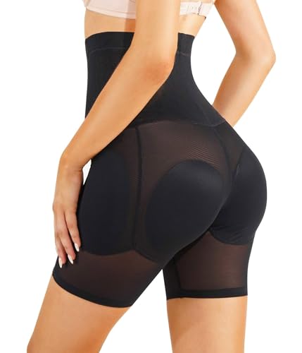 Irisnaya Women Shapewear Control Panties Body Shaper Butt Lifter Padded Hip Enhancer Seamless Underwear Hi- Waist Trainer Short (X-Large, Black)