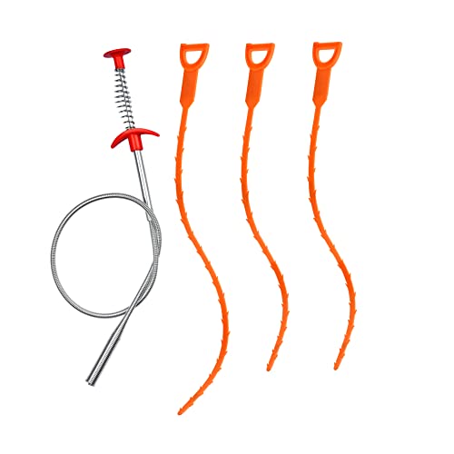 4PCS Drain Augers Hair Drain Clog Remover, Bendable Drain Cleaner, for Kitchen Drain Catcher, Sink Drain, Sewer Cleaning Tool