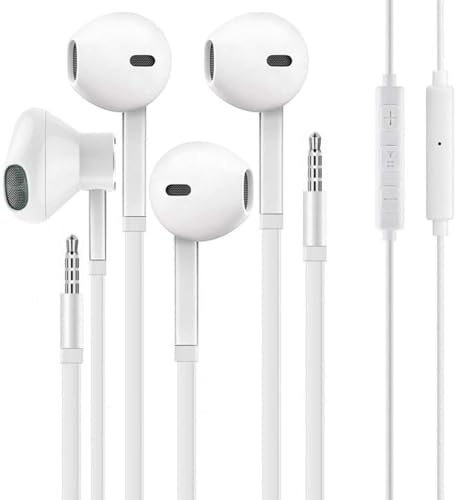 [2 Pack] WEIZY Aux Earbuds, Vize 3.5mm Wired Headphones Noise Isolating Earphones Volume Control & Built-in Microphone Compatible with iPhone/Samsung/Android/MP3/MP4
