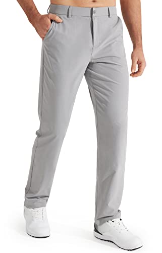Libin Mens Golf Pants Stretch Work Dress Pants 30' Quick Dry Lightweight Business Casual Pants for Men Comfy Water Resistant, Light Grey, 34W x 30L