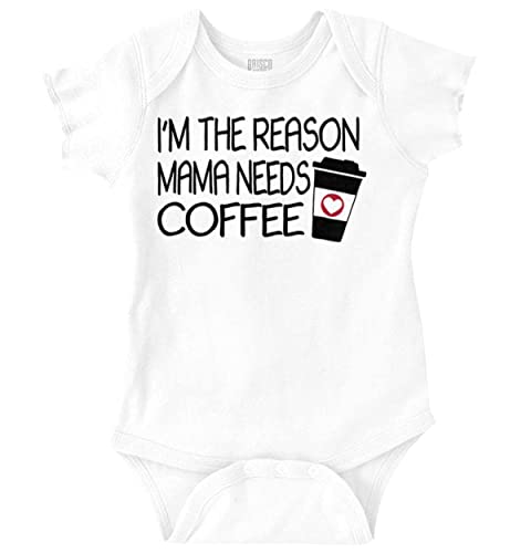 Brisco Brands The Reason Mama Needs Coffee Funny Baby Romper Boys or Girls