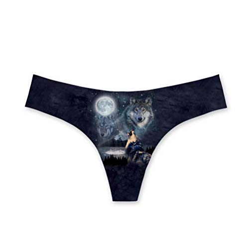 Wolf Women’s Thongs Wolf Print Seamless Soft Breathable Underwear No Show Panties