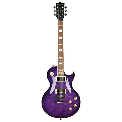 Leo Jaymz 39” Electric Guitar Les Paul Style - Mahogany Body and Neck - Curved top Exquisite Flame Maple Veneer - Newly upgraded Alnico V Pickups, Powerful and Pure