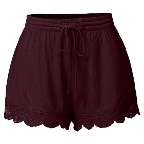 Ogiraw Lightning Deals of Today Lightning Deals Clearance Cotton Shorts for Women Loose Fit Womens Long Shorts for Summer Long Tailored Shorts Women Casual Beach Shorts Yellow Yoga Pants Red 3X-Large