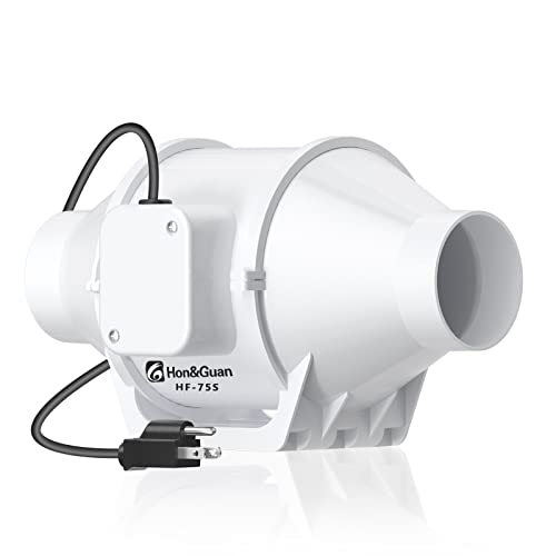 Hon&Guan 3 Inch Duct Fan, High Efficiency Inline Fan Mixed Flow Ventilation System Exhaust Air Fan for Bathroom, Kitchen, Grow Tent, 3D Printer (S Series)