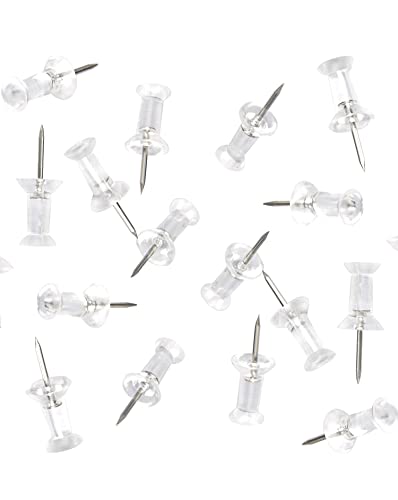 Push Pins 200 Count, Push Pins Tacks,DEEINN Push Pins, Clear Plastic Head, Steel Point, Clear Thumb Tacks Steel Point, Plastic Head Steel Pin