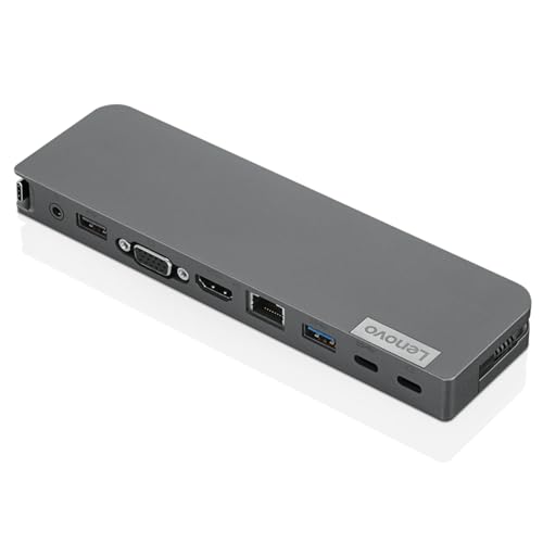 Lenovo USB-C Mini Dock, 7-in-1 Portable Dock with HDMI, VGA, USB-C, USB 3.1, USB 2, 3.5mm Audio, Ethernet, 45W Charging, Compatible with Lenovo, Apple & USB-C Laptops, G0A70065US